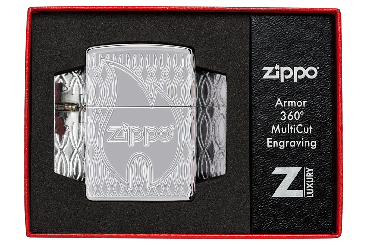 Зажигалка ZIPPO Armor® с покрытием High Polish Chrome, латунь/сталь, серебристая, 38x13x57 мм