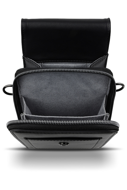 Сумка наплечная BUGATTI Almata, чёрная, полиуретан, 11х4х19 см