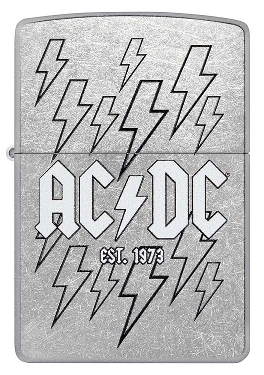 Зажигалка ZIPPO AC/DC с покрытием Street Chrome, латунь/сталь, серебристая, 38x13x57 мм