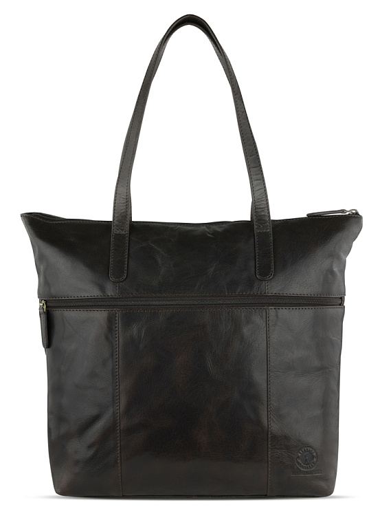 Сумка-шоппер KLONDIKE MOUNTAIN «Linda», натуральная кожа в темно-коричневом цвете, 42 x 35 x 11 см