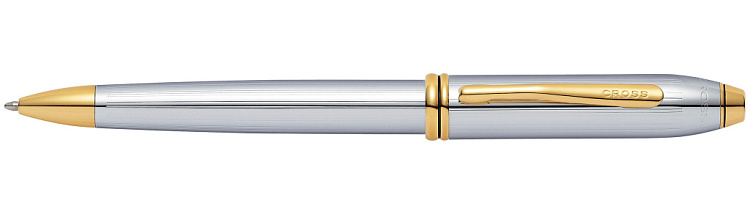 Шариковая ручка Cross Townsend. Цвет - серебристый с золотистой отделкой.