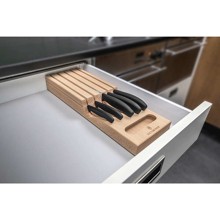 Набор из 5 кухонных ножей VICTORINOX, в подставке из бука, 43x6,5x14,5 см, 2,14 кг