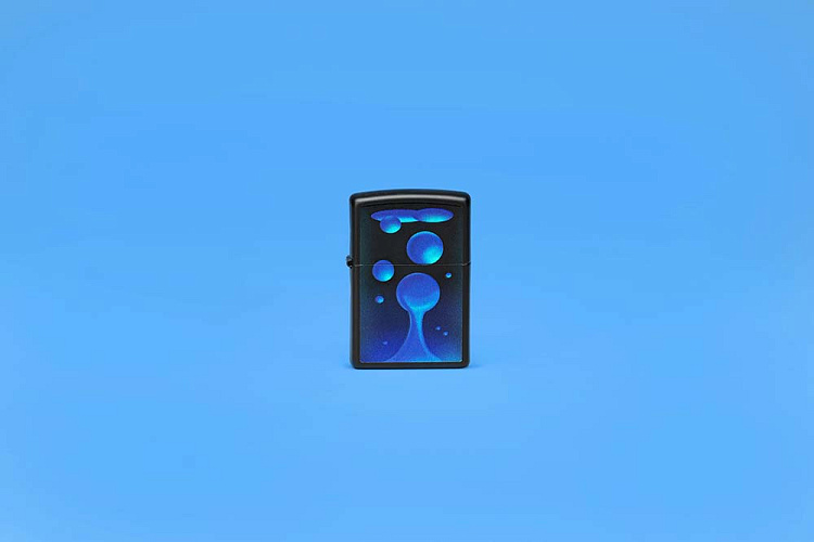 Зажигалка ZIPPO Lava Lamp с покрытием Black Light, латунь/сталь, черная,матовая 38x13x57 мм