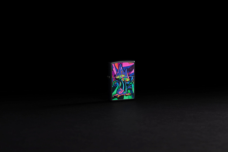 Зажигалка ZIPPO Counter Culture с покрытием Black Light, латунь/сталь, черная,матовая 38x13x57 мм