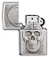 Зажигалка ZIPPO Skull Design с покрытием Brushed Chrome, латунь/сталь, серебристая, 38x13x57 мм