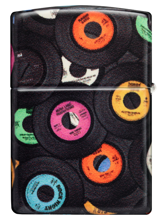 Зажигалка ZIPPO Records Design с покрытием 540 Matte, латунь/сталь, черная, 38x13x57 мм