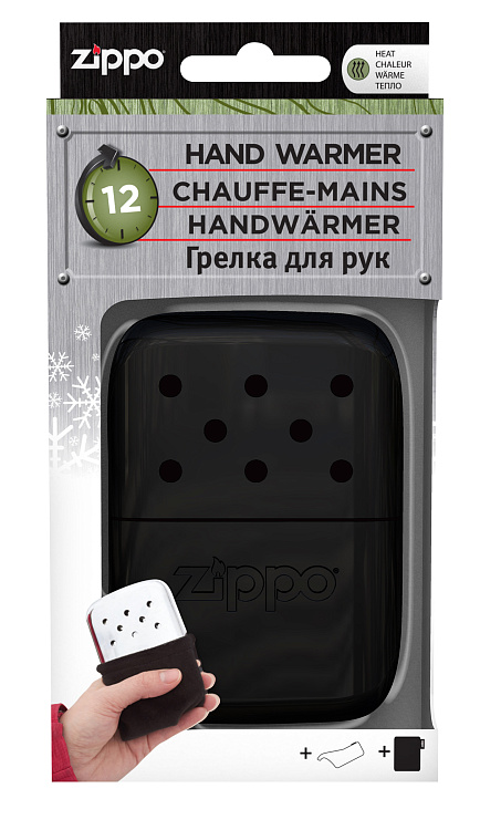 Каталитическая грелка ZIPPO, алюминий с покрытием Black, чёрная, матовая, на 12 ч, 66x13x99 мм