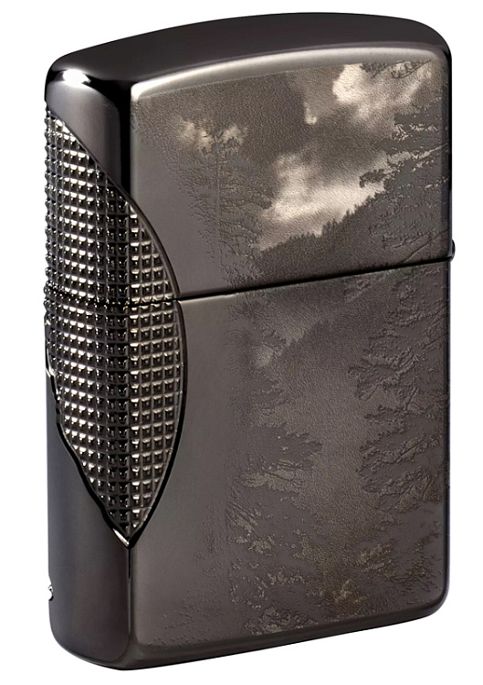 Зажигалка ZIPPO Armor™ Wolf  с покрытием High Polish Black Ice®, латунь/сталь, чёрная, 38x13x57 мм