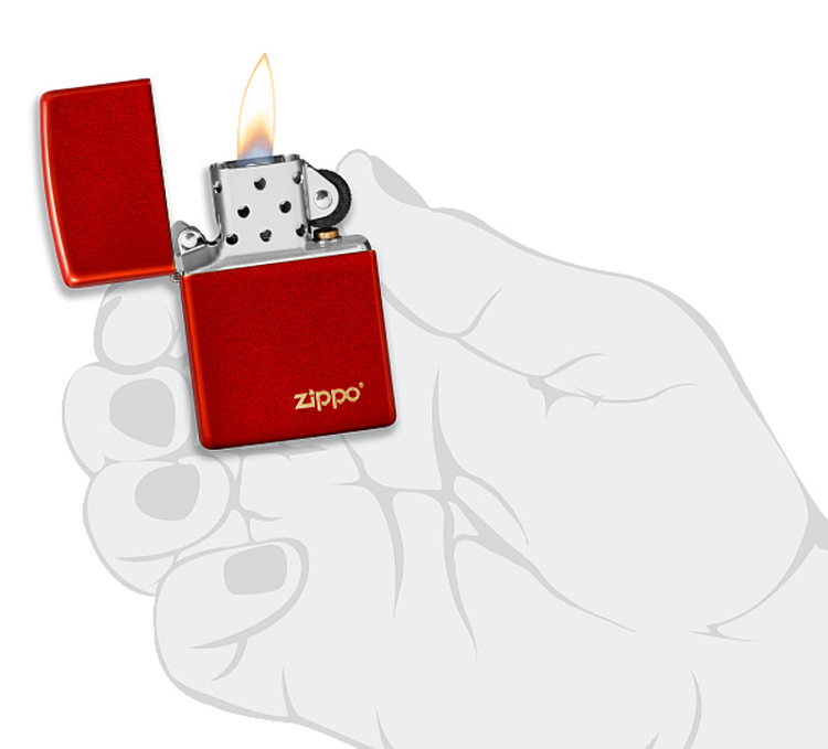 Зажигалка ZIPPO Classic с покрытием Metallic Red, латунь/сталь, красная, матовая, 38x13x57 мм