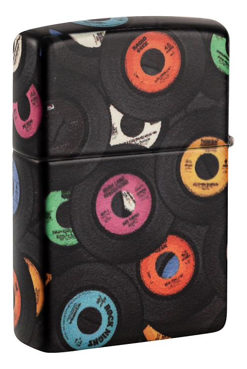 Зажигалка ZIPPO Records Design с покрытием 540 Matte, латунь/сталь, черная, 38x13x57 мм