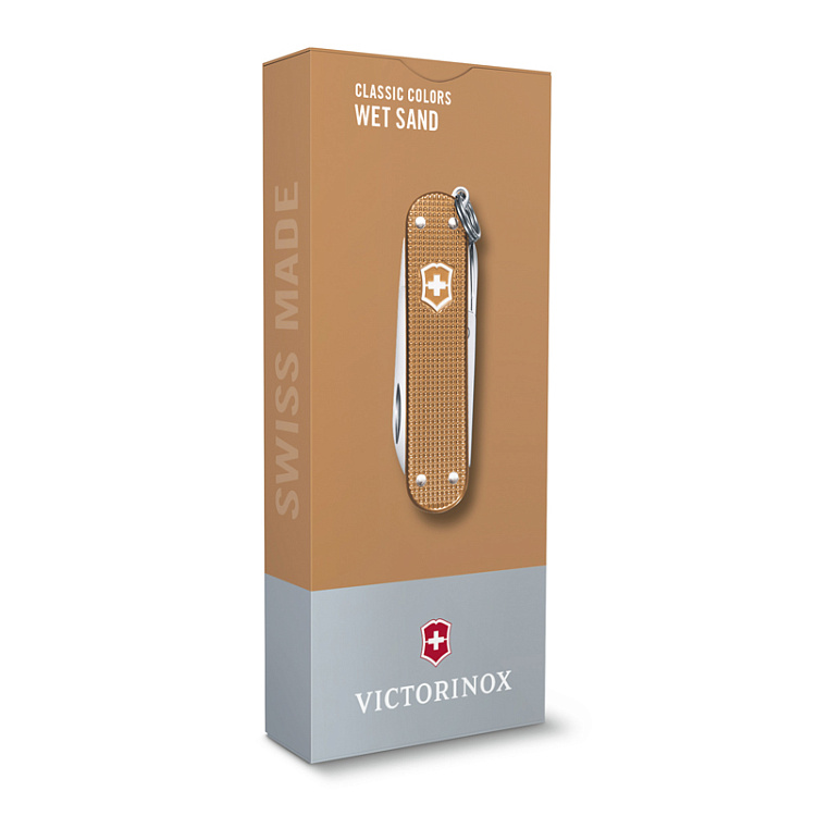 Нож-брелок VICTORINOX Classic SD Alox Colors "Wet Sand", 58 мм, 5 функций, песочный