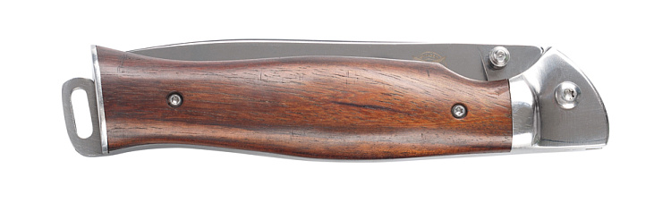 Нож складной Stinger, 106 мм, (серебристый), материал рукояти: сталь/дерево (серебристо-коричневый)