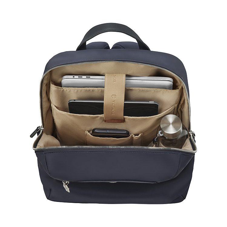 Рюкзак VICTORINOX Victoria Signature Compact Backpack, синий, нейлон/кожа, 30x16x38 см