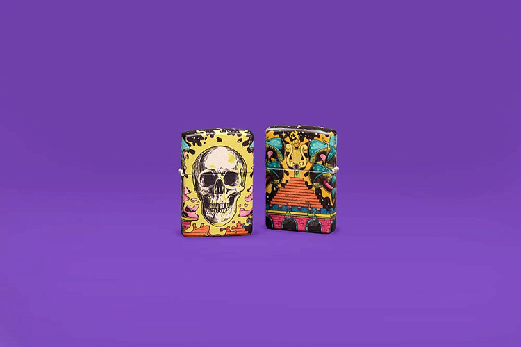 Зажигалка ZIPPO Skull Design с покрытием Glow In The Dark Green,латунь/сталь,разноцветная38x13x57 мм