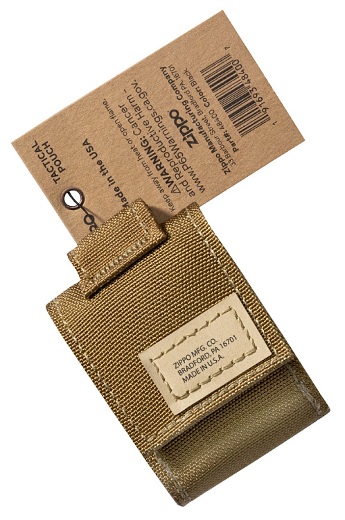 Чехол ZIPPO для широкой зажигалки,нейлон,с нейлоновым фиксатором на ремень, песочный