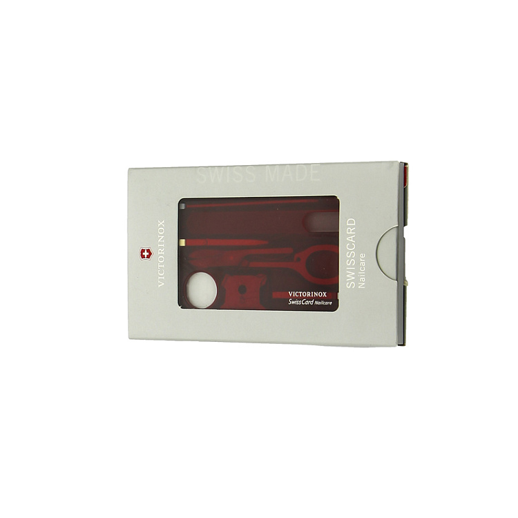 Швейцарская карточка VICTORINOX SwissCard Nailcare, 13 функций, полупрозрачная красная