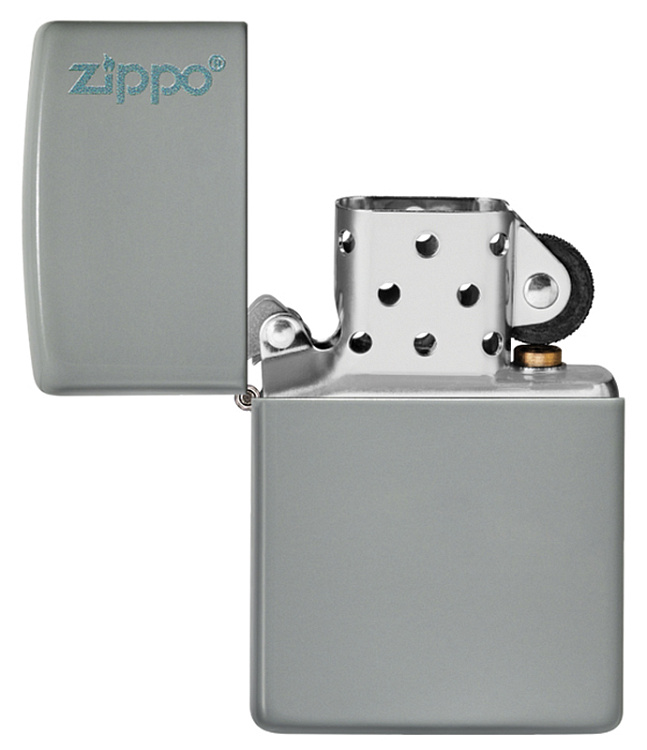 Зажигалка ZIPPO Classic с покрытием Flat Grey, латунь/сталь, серая, глянцевая, 38x13x57 мм