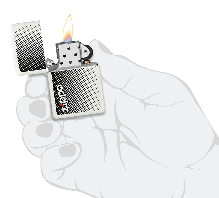Зажигалка ZIPPO Logo с покрытием White Matte, латунь/сталь, белая, матовая, 38x13x57 мм