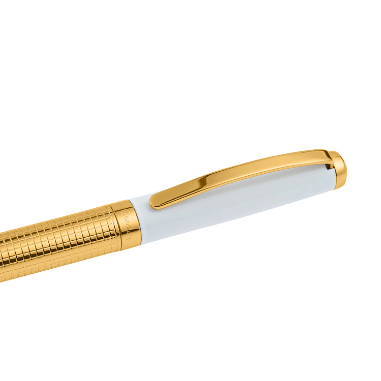 Ручка шариковая Pierre Cardin GOLDEN. Цвет - золотистый и белый. Упаковка B-1