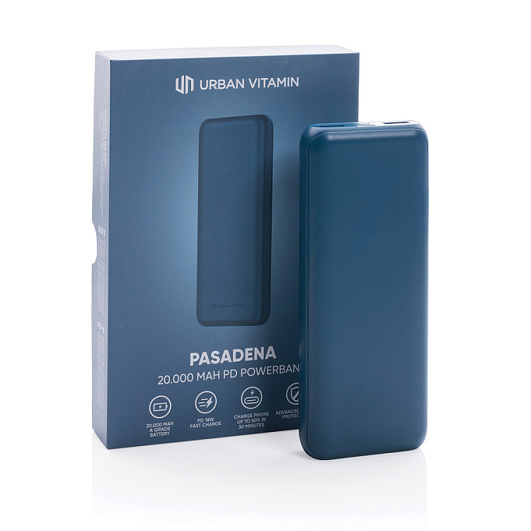 Внешний аккумулятор Urban Vitamin Pasadena с быстрой зарядкой PD, 18 Вт, 20000 мАч