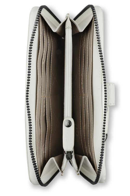 Кошелёк женский BUGATTI Elsa с ключницей, с RFID, белый, воловья кожа/полиэстер, 18,7х3х10,7 см