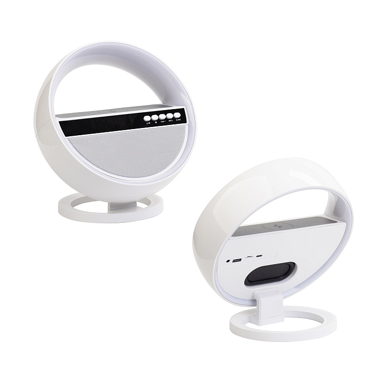 Bluetooth колонка "Smart Orb" 5Вт с беспроводным (15W) ЗУ, лампой, часами, FM радио