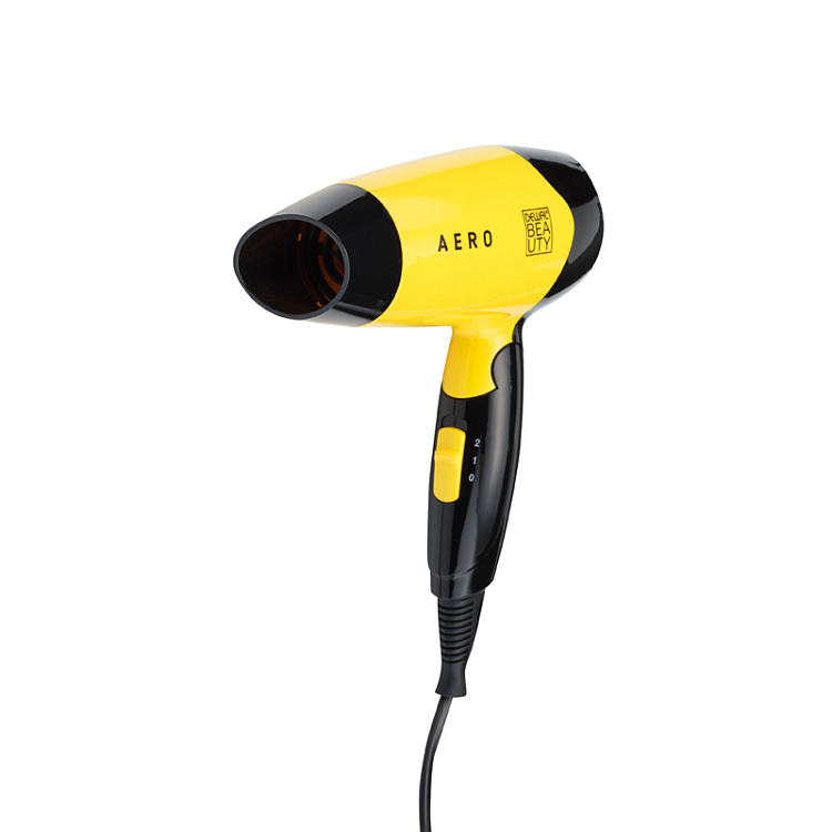 Фен DEWAL BEAUTY Aero Yellow, дорожный, жёлтый, 1400 Вт, 1 насадка