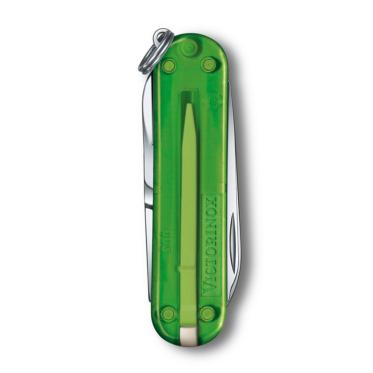Нож-брелок VICTORINOX Classic SD Colors "Green Tea", 58 мм, 7 функций, полупрозрачный зелёный