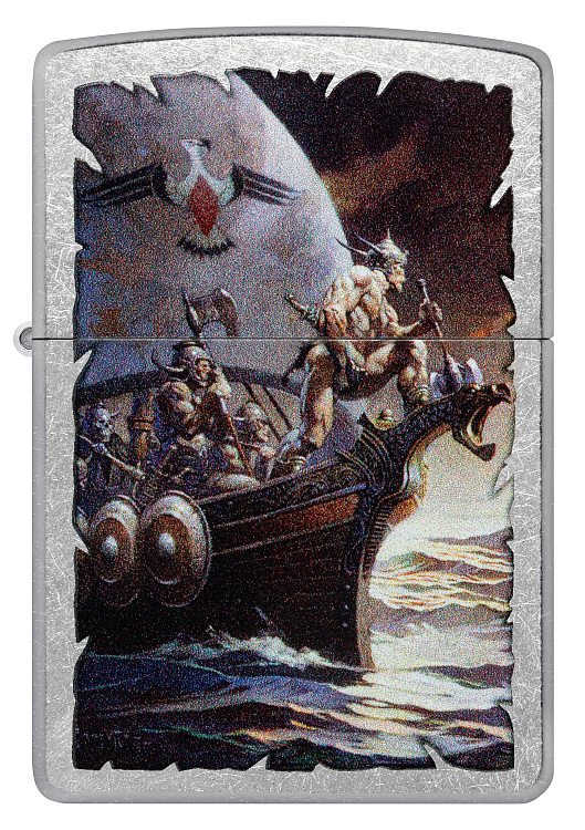 Зажигалка ZIPPO Frank Frazetta с покрытием Street Chrome, латунь/сталь, серебристая, 38x13x57 мм