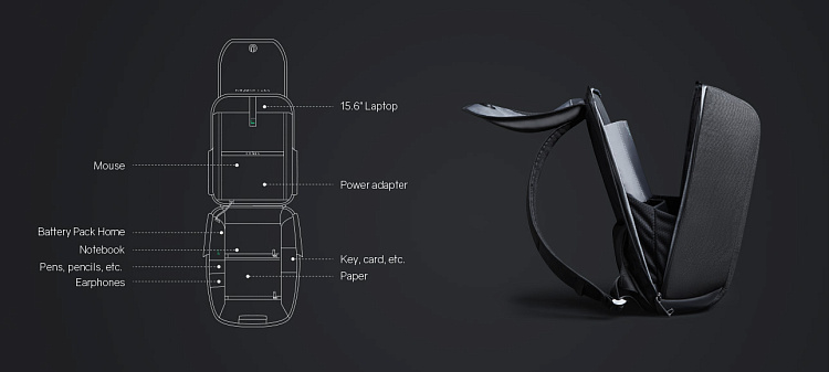 Рюкзак ClickPack X 45х32х15,5 см, с клапаном, черный