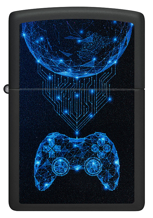 Зажигалка ZIPPO Gaming с покрытием Black Matte, латунь/сталь, черная, матовая, 38x13x57 мм