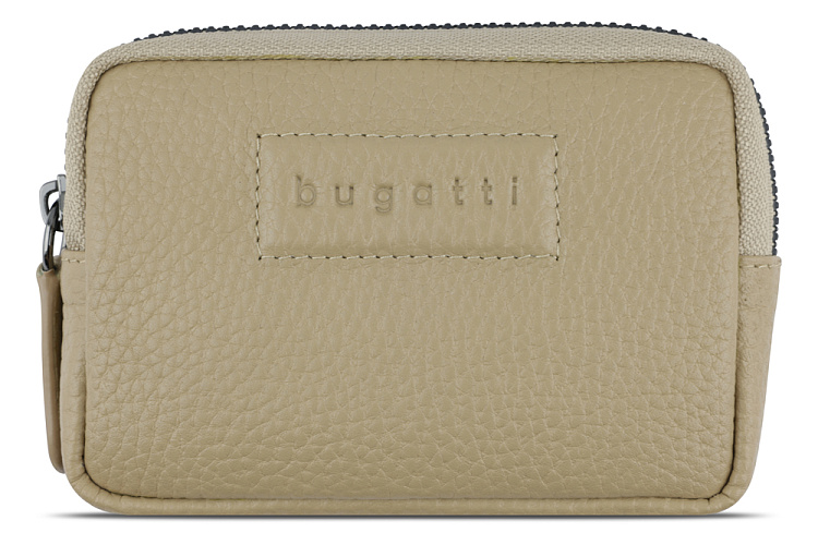 Ключница BUGATTI Elsa, с защитой данных RFID, песочного цвета, воловья кожа/полиэстер, 11х2х7 см