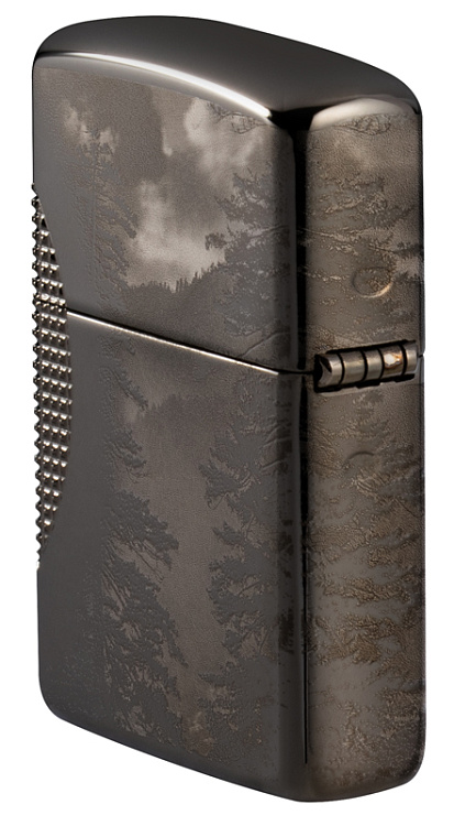 Зажигалка ZIPPO Armor™ Wolf  с покрытием High Polish Black Ice®, латунь/сталь, чёрная, 38x13x57 мм