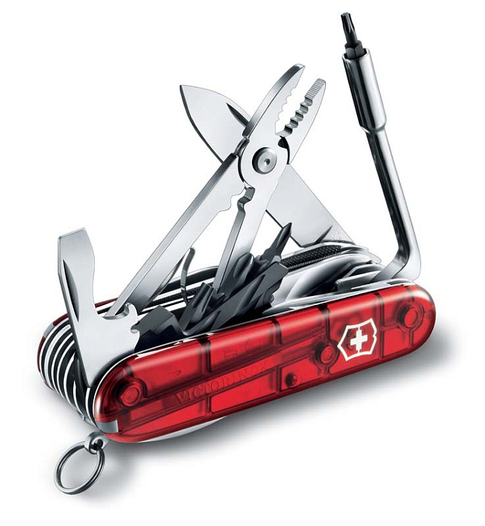 Нож перочинный VICTORINOX CyberTool L, 91 мм, 39 функций, полупрозрачный красный