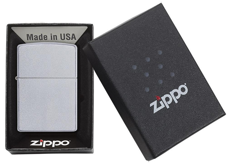 Зажигалка ZIPPO Classic с покрытием Satin Chrome™, латунь/сталь, серебристая, матовая, 38x13x57мм