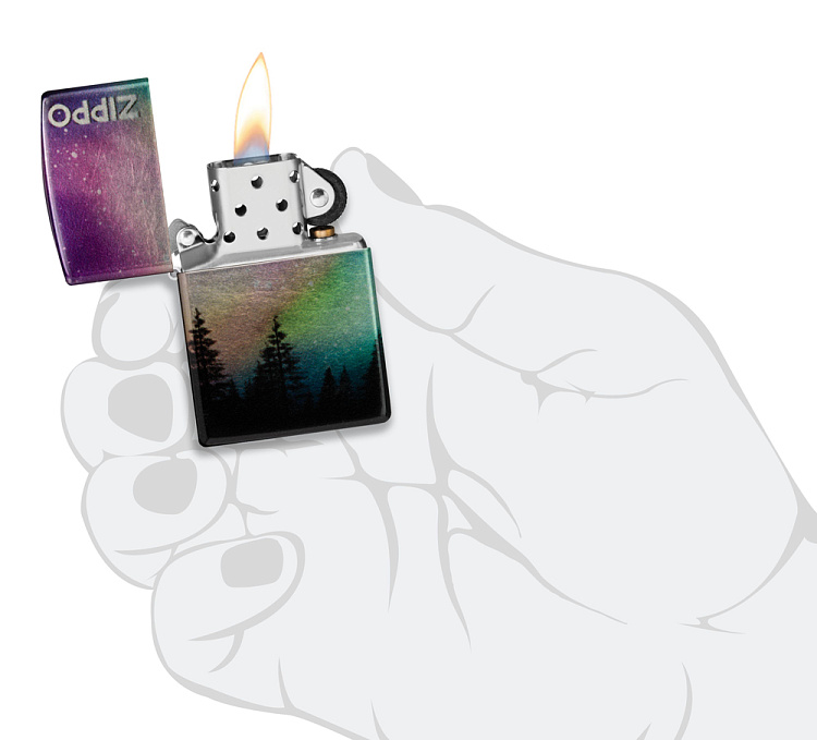 Зажигалка ZIPPO Colorful Sky с покрытием 540 Tumbled Chrome, латунь/сталь, разноцветная, 38x13x57 мм