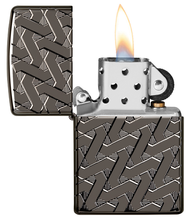 Зажигалка ZIPPO Armor™ с покрытием High Polish Black Ice®, латунь/сталь, чёрная, 38x13x57 мм
