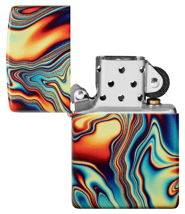 Зажигалка ZIPPO Swirl с покрытием Glow In The Dark Green, латунь/сталь, разноцветная, 38x13x57 мм