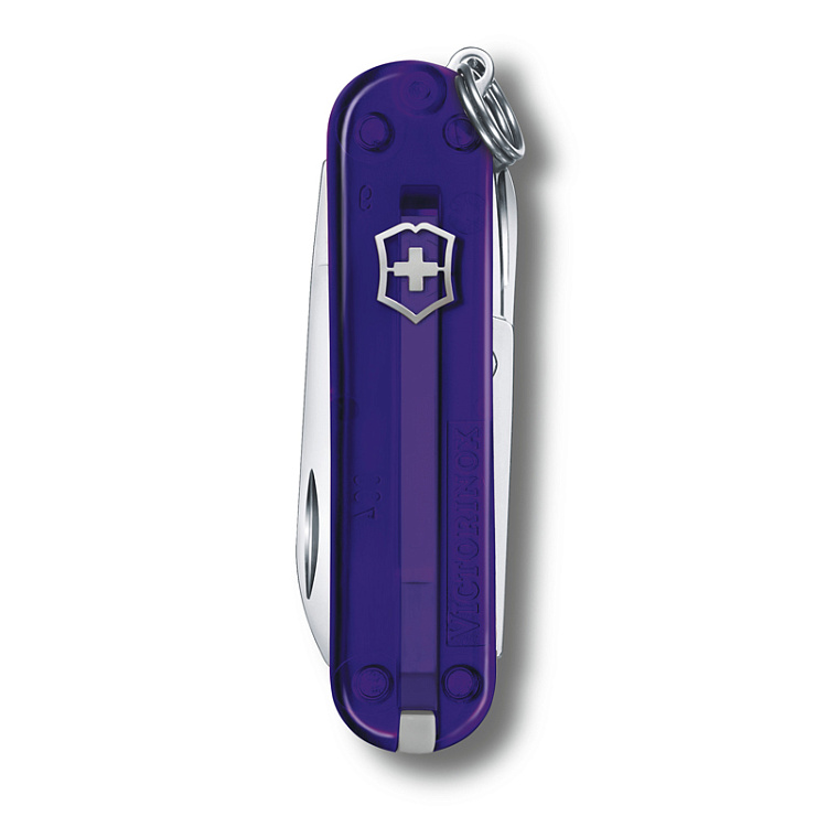 Нож-брелок VICTORINOX Classic SD Colors "Persian Indigo", 58 мм, 7 функций, полупрозрачный индиго