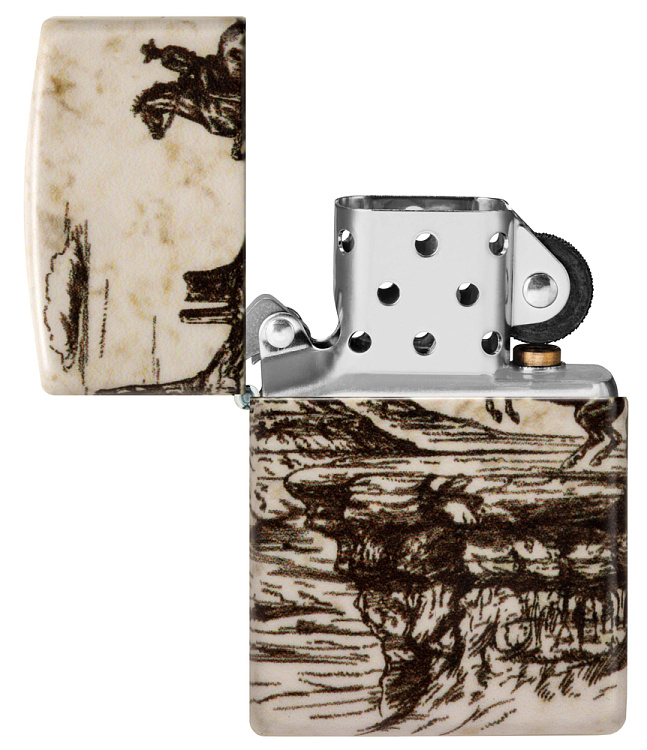 Зажигалка ZIPPO Western Design с покрытием 540 Matte, латунь/сталь, белая, 38x13x57 мм