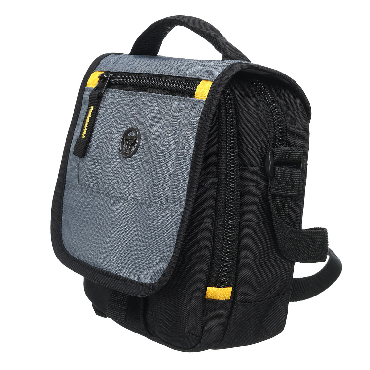 Сумка наплечная TORBER, черный/серый, полиэстер/добби, 15х5х22 см