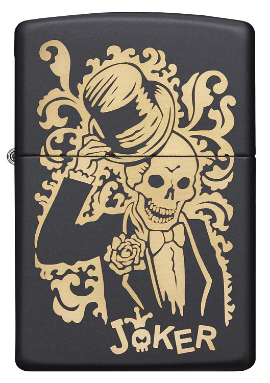 Зажигалка ZIPPO Skull Design с покрытием Black Matte, латунь/сталь, черная, 38x13x57 мм