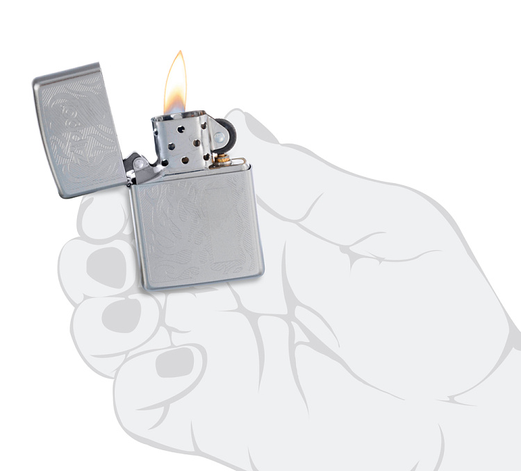 Зажигалка ZIPPO с покрытием Satin Chrome, латунь/сталь, серебристая, матовая, 38x13x57 мм