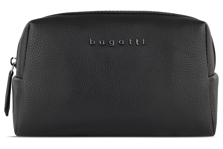 Косметичка BUGATTI Bella, чёрная, воловья кожа/полиэстер, 19х8,5х11 см