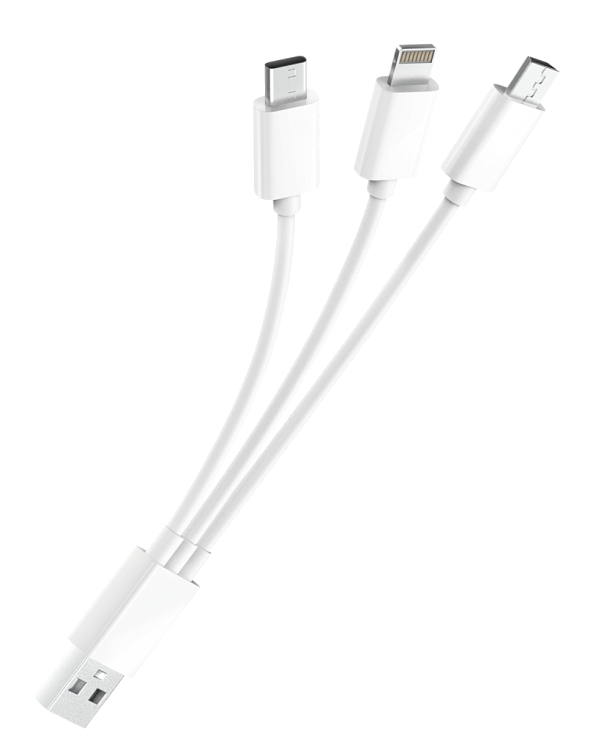 Кабель USB 2.0 - 3-в-1, microUSB/lightning/typeC, 0.2м, 2.1A, OLMIO,