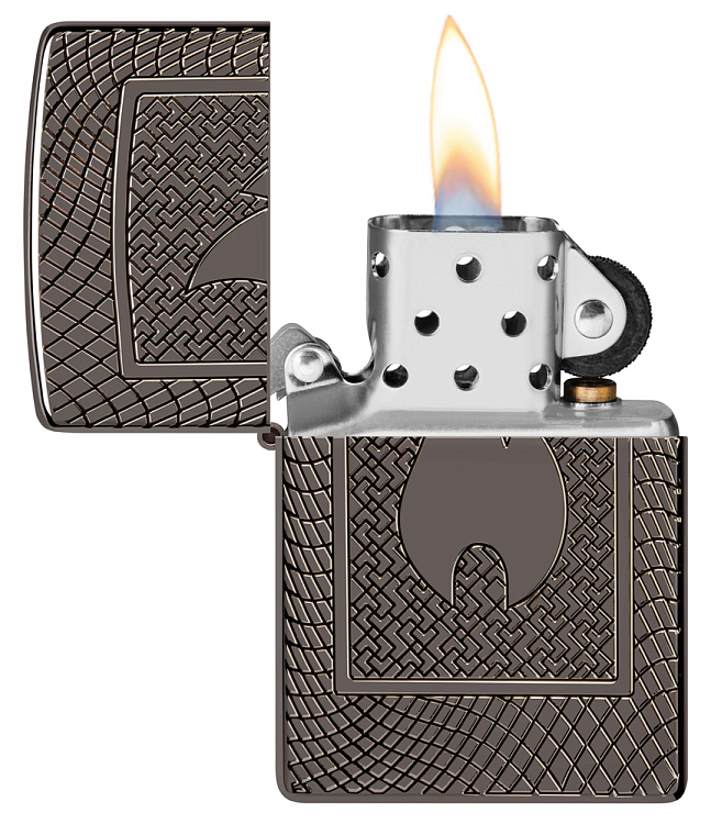 Зажигалка ZIPPO Armor® с покрытием Black Ice®, латунь/сталь, чёрная, 29x10x60 мм