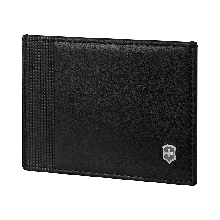 Визитница VICTORINOX Altius Alox с защитой от сканирования RFID, чёрная, натуральная кожа, 8x1x10 см