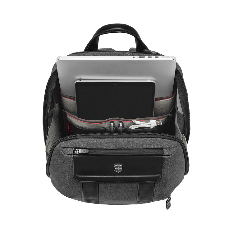 Рюкзак VICTORINOX Architecture Urban2 City Backpack 14'', серый, полиэстер / кожа, 30x19x42 см, 17 л