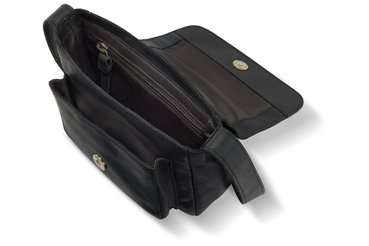 Сумка через плечо KLONDIKE RUSH «Monika», натуральная кожа в черном цвете, 20 х 15,5 х 8 см