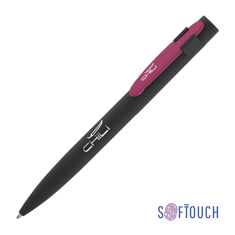 Ручка шариковая "Lip", черный/оранжевый, покрытие soft touch